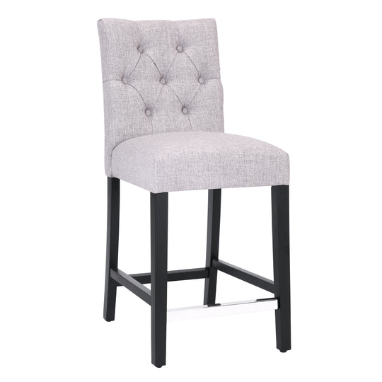 Hayes 24" Linen Fabric Tufted Counter Stool (Set of 2), Black