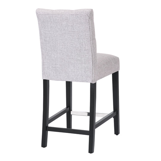 Hayes 24" Linen Fabric Tufted Counter Stool (Set of 2), Black