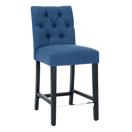 Hayes 24" Linen Fabric Tufted Counter Stool (Set of 2), Black