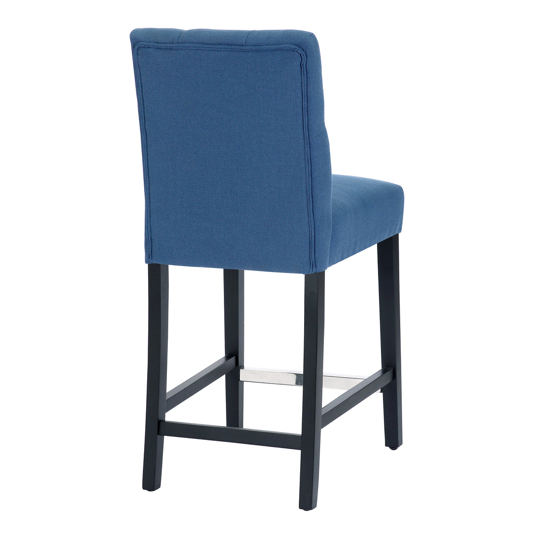 Hayes 24" Linen Fabric Tufted Counter Stool (Set of 2), Black