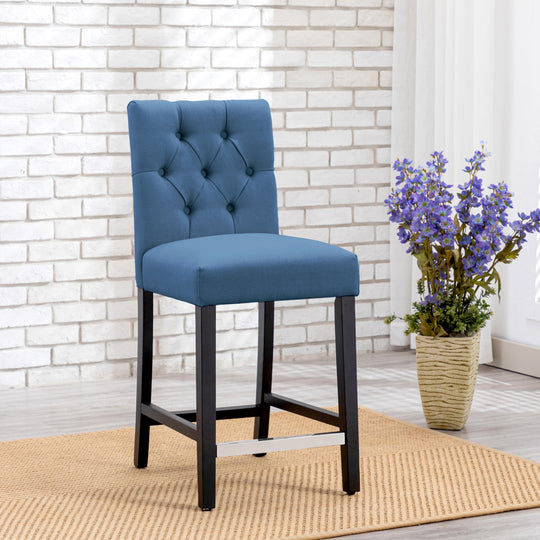 Hayes 24" Linen Fabric Tufted Counter Stool, Black