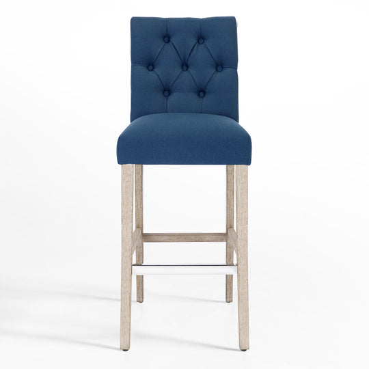 Hayes 29" Linen Fabric Tufted Bar Stool, Antique Gray
