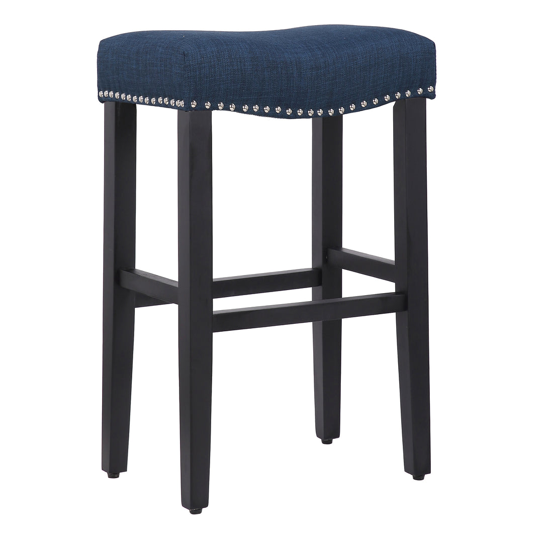 Lenox 29" Upholstered Saddle Seat Bar Stool, Black