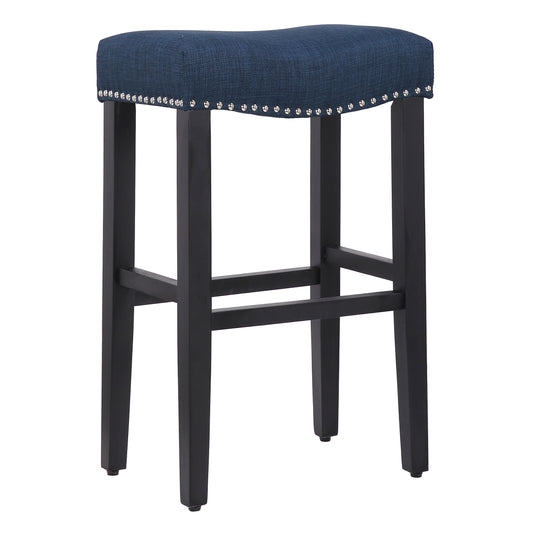 Lenox 29" Upholstered Saddle Seat Bar Stool, Black