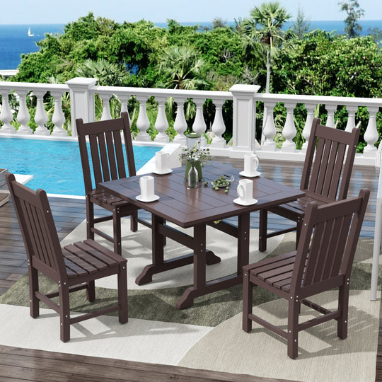 Malibu 5 Piece Outdoor Patio Dining Set Outdoor Square Table and Side Chair