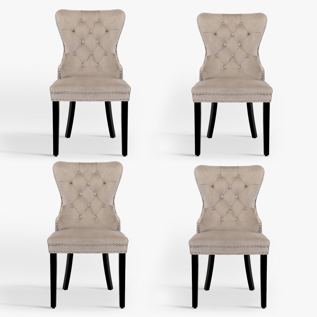 Wordford Velvet Upholstered Tufted Dining Chairs (Set of 4)