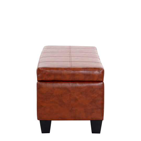 Jake 42" Inch Faux Leather Storage Ottoman Bench