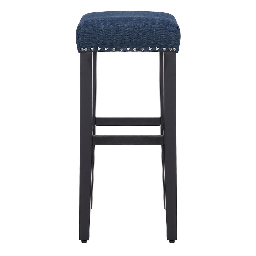 Lenox 29" Upholstered Saddle Seat Bar Stool, Black