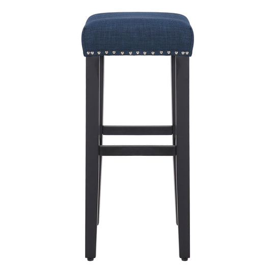 Lenox 29" Upholstered Saddle Seat Bar Stool, Black