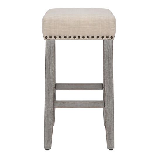 Lenox 24" Upholstered Saddle Seat Counter Stool, Antique Gray