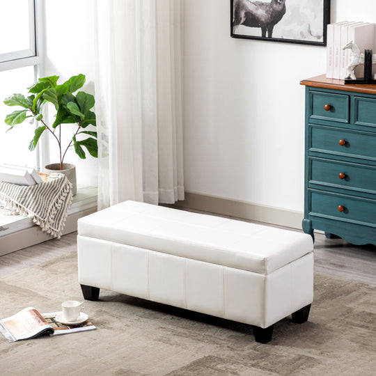 Jake 42" Inch Faux Leather Storage Ottoman Bench
