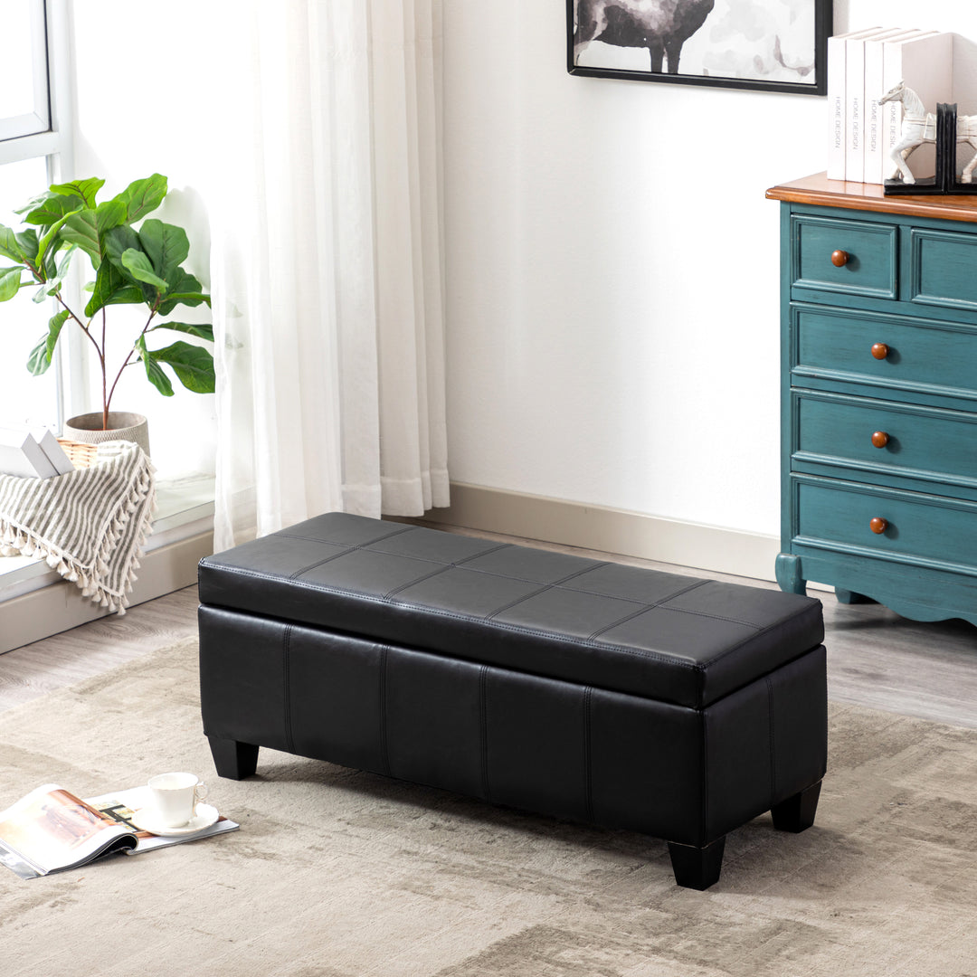 Jake 42" Inch Faux Leather Storage Ottoman Bench