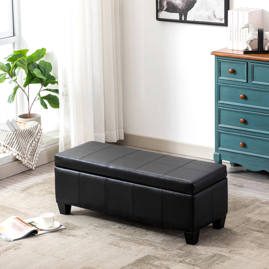 Jake 42" Inch Faux Leather Storage Ottoman Bench