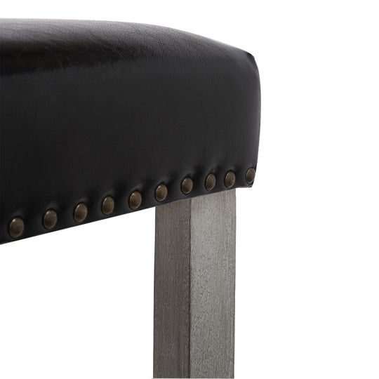 Lenox 29" Upholstered Saddle Seat Bar Stool, Antique Gray
