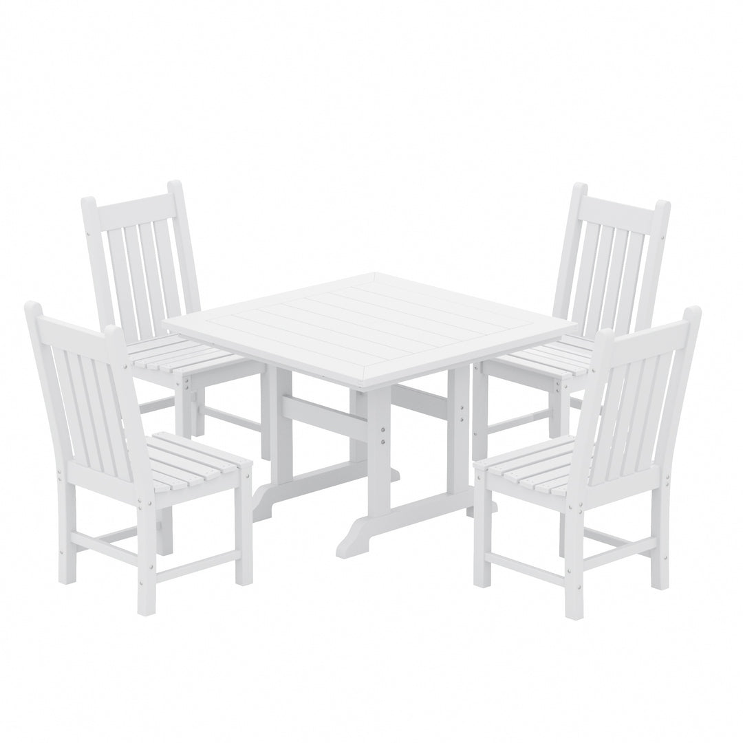 Malibu 5 Piece Outdoor Patio Dining Set Outdoor Square Table and Side Chair