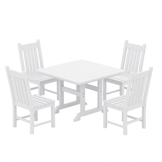 Malibu 5 Piece Outdoor Patio Dining Set Outdoor Square Table and Side Chair