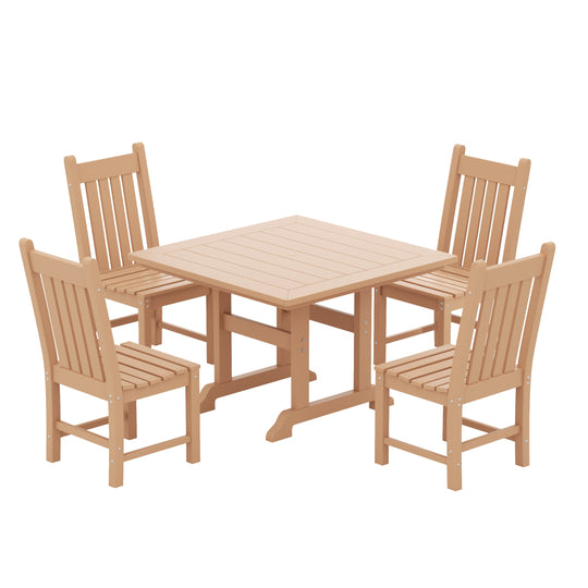 Malibu 5 Piece Outdoor Patio Dining Set Outdoor Square Table and Side Chair