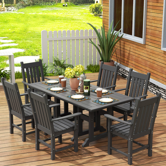 Malibu 7 Piece Outdoor Patio Dining Set Outdoor Dining Table with Armchair