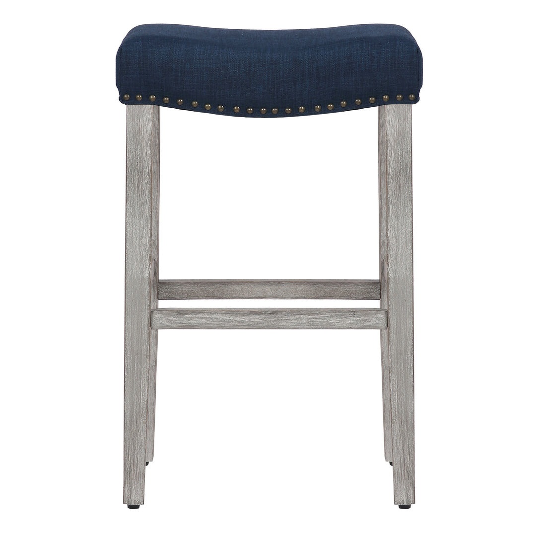 Lenox 29" Upholstered Saddle Seat Bar Stool, Antique Gray
