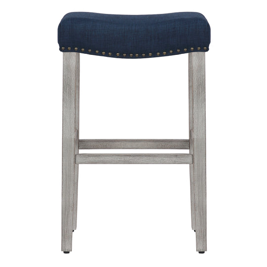 Lenox 29" Upholstered Saddle Seat Bar Stool, Antique Gray