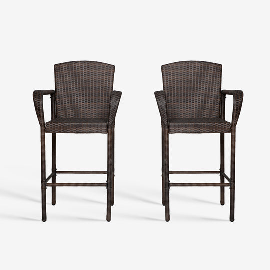 Melvi Outdoor Wicker Rattan Bar stool (Set of 2)