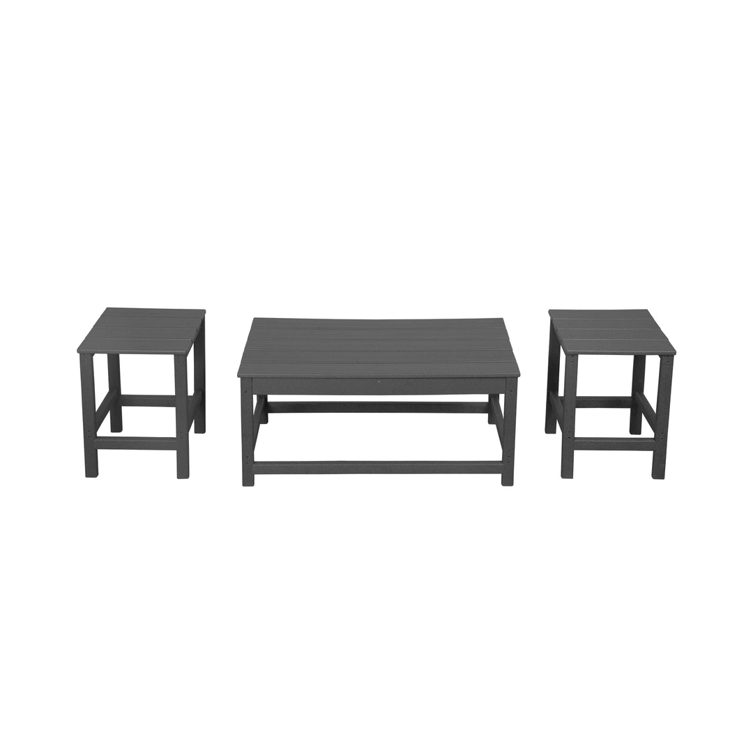 Malibu 3 Pieces Outdoor Poly Adirondack Coffee Table and Side Table Set
