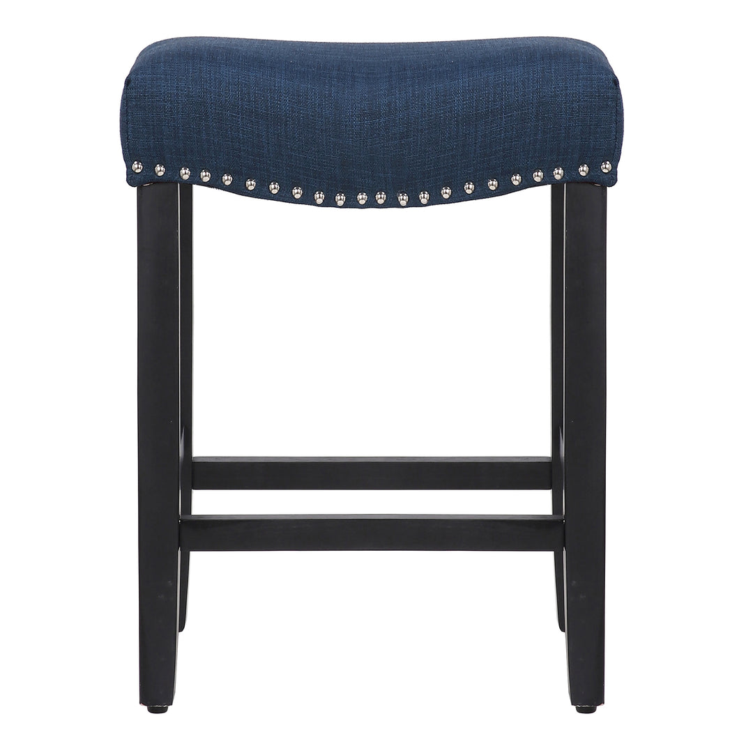 Lenox 24" Upholstered Saddle Seat Counter Stool (Set of 2), Black