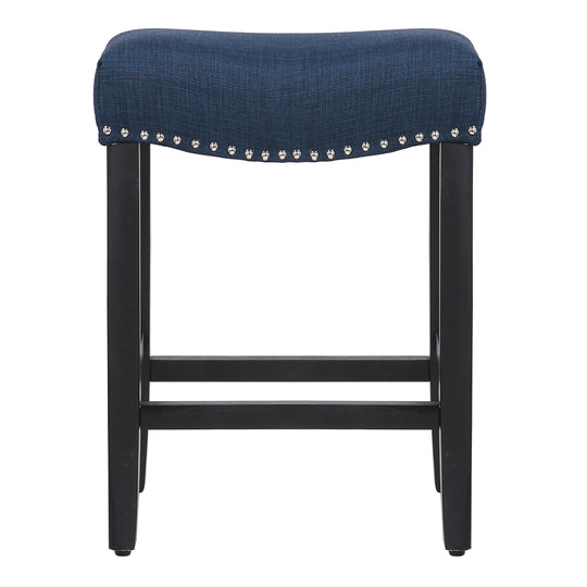 Lenox 24" Upholstered Saddle Seat Counter Stool (Set of 2), Black