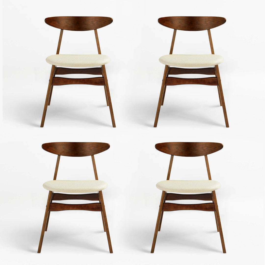 Lalia Mid Century Modern Solid Wood Upholstered Dining Side Chair (Set of 4)