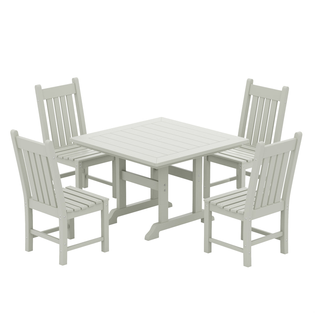 Malibu 5 Piece Outdoor Patio Dining Set Outdoor Square Table and Side Chair
