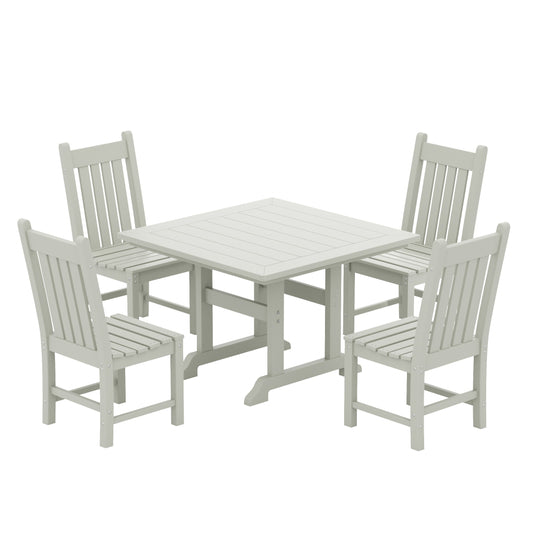 Malibu 5 Piece Outdoor Patio Dining Set Outdoor Square Table and Side Chair