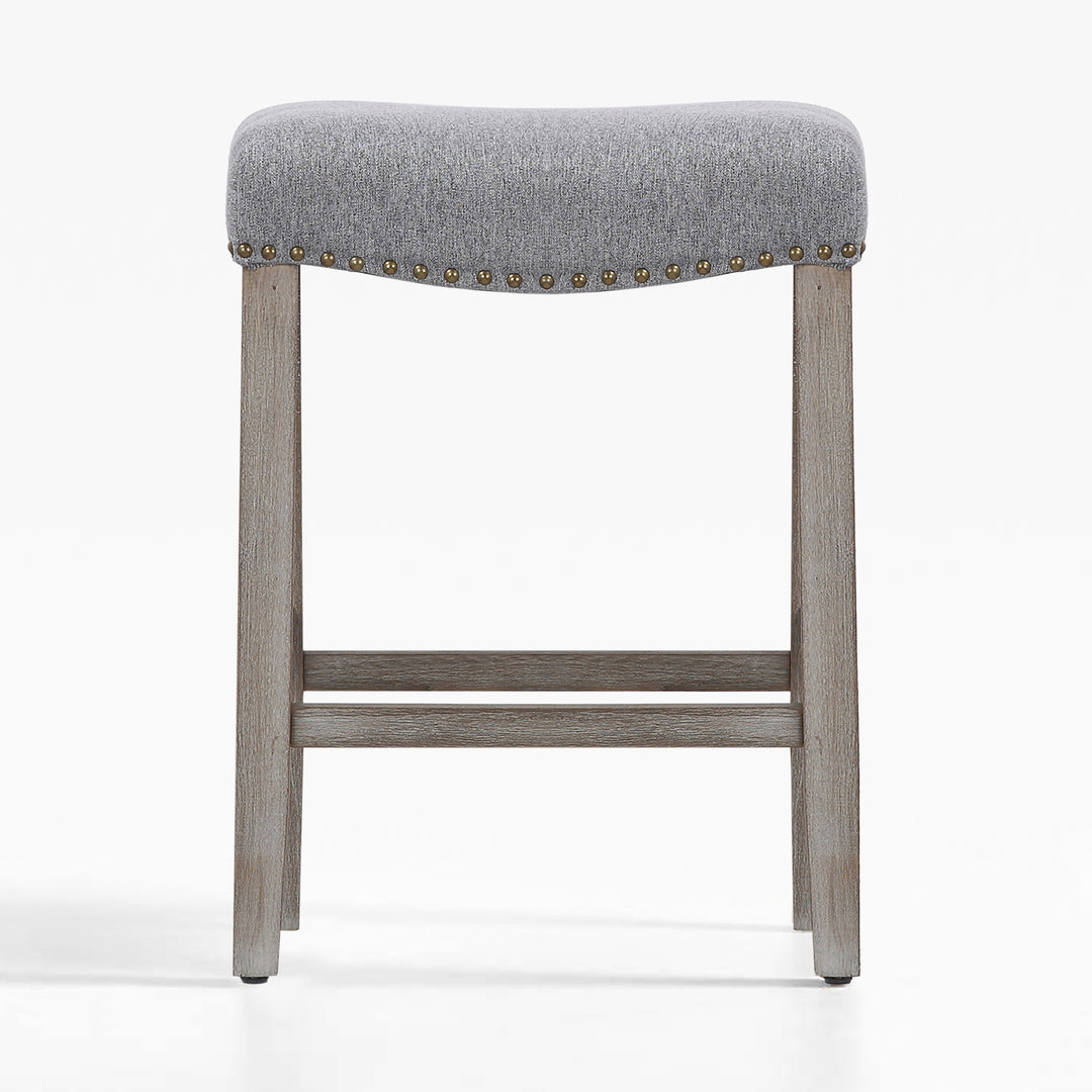 Lenox 24" Upholstered Saddle Seat Counter Stool, Antique Gray