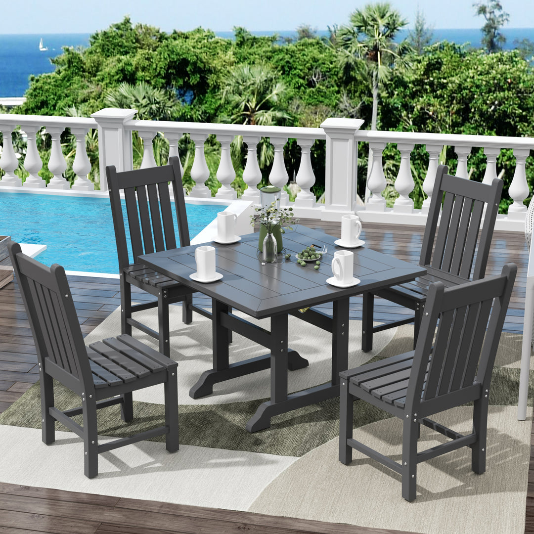 Malibu 5 Piece Outdoor Patio Dining Set Outdoor Square Table and Side Chair