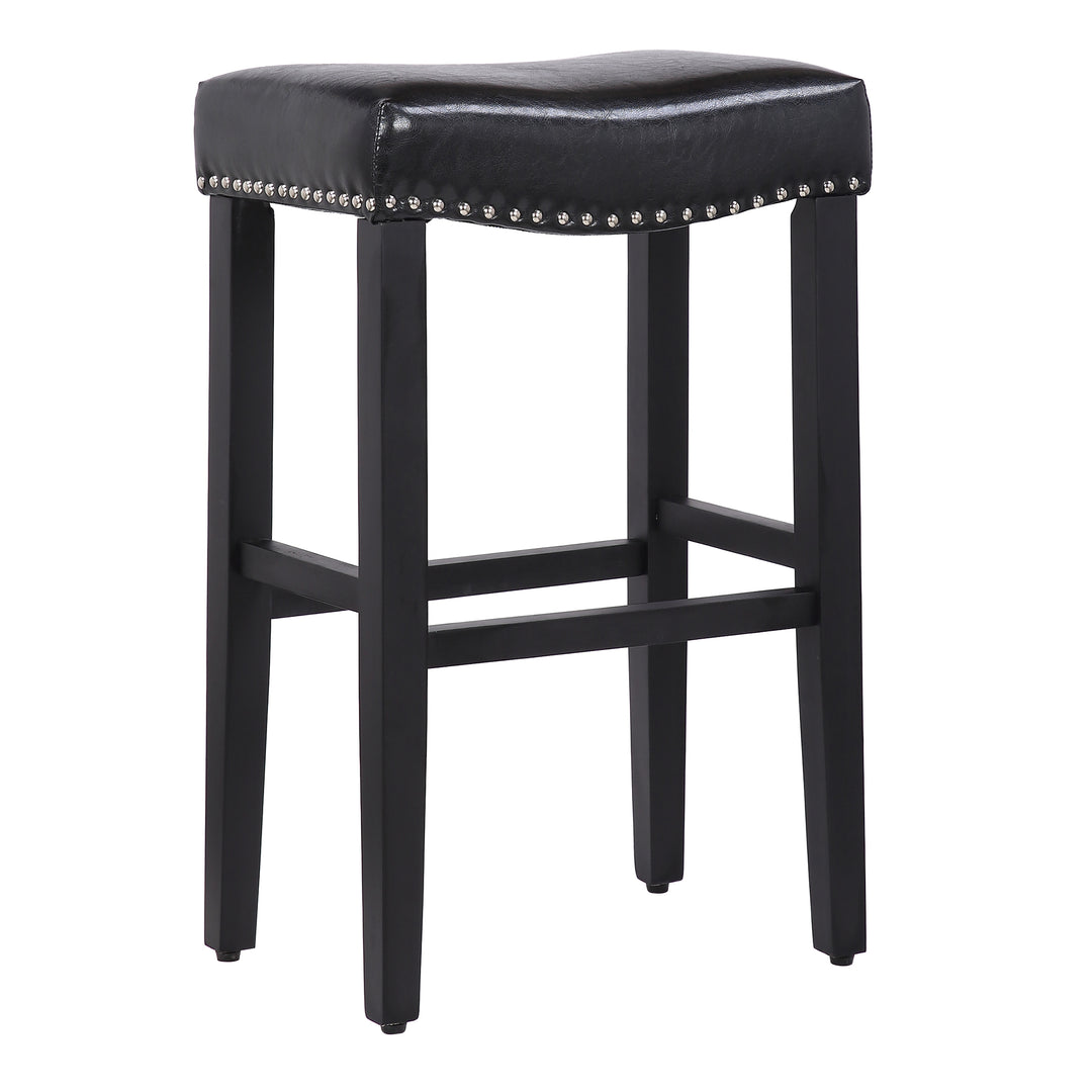 Lenox 29" Upholstered Saddle Seat Bar Stool, Black