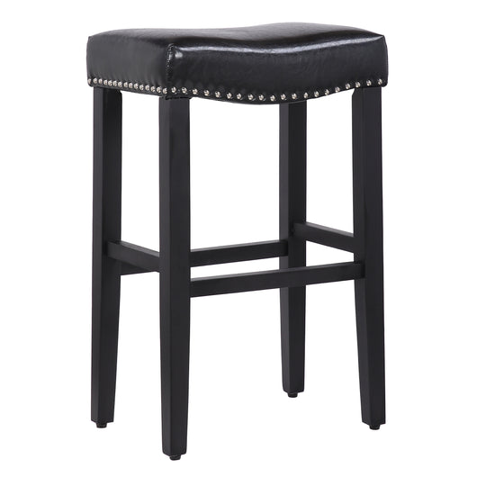 Lenox 29" Upholstered Saddle Seat Bar Stool, Black