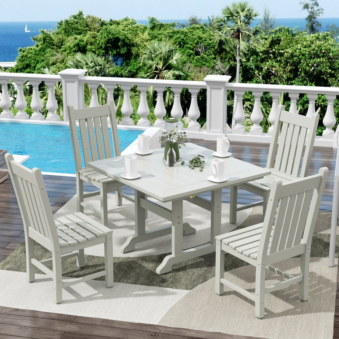 Malibu 5 Piece Outdoor Patio Dining Set Outdoor Square Table and Side Chair