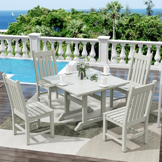 Malibu 5 Piece Outdoor Patio Dining Set Outdoor Square Table and Side Chair