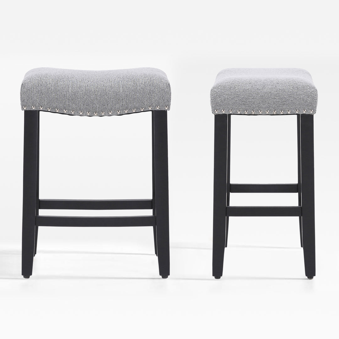 Lenox 24" Upholstered Saddle Seat Counter Stool (Set of 2), Black