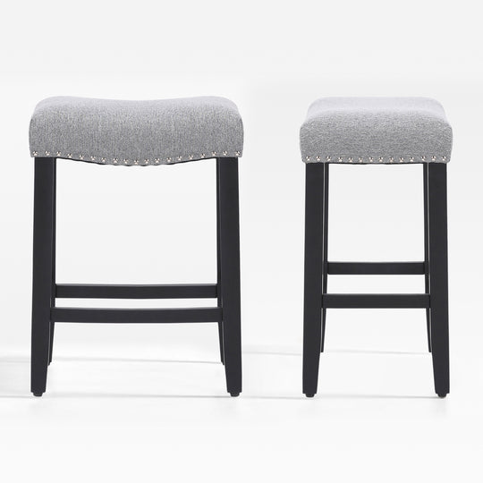 Lenox 24" Upholstered Saddle Seat Counter Stool (Set of 2), Black