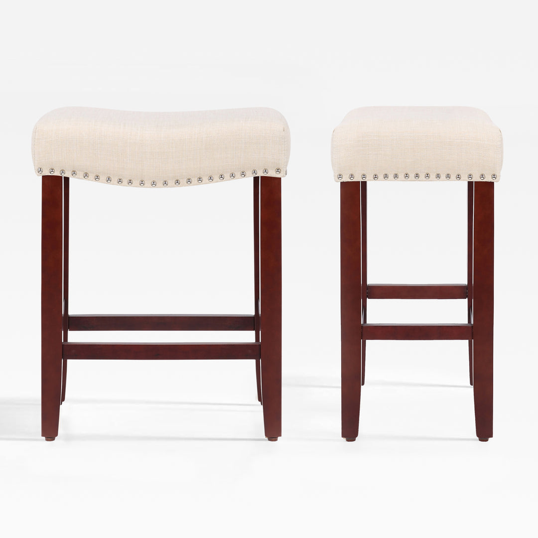 Lenox 24" Upholstered Saddle Seat Counter Stool (Set of 2), Cherry Red