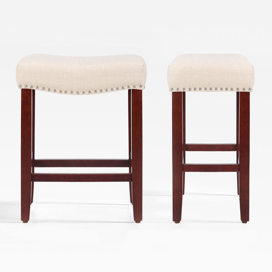 Lenox 24" Upholstered Saddle Seat Counter Stool (Set of 2), Cherry Red