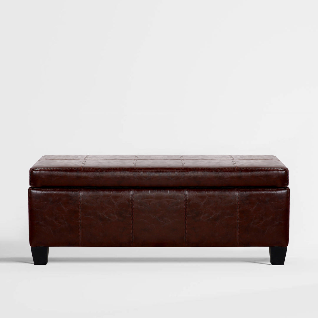 Jake 42" Inch Faux Leather Storage Ottoman Bench