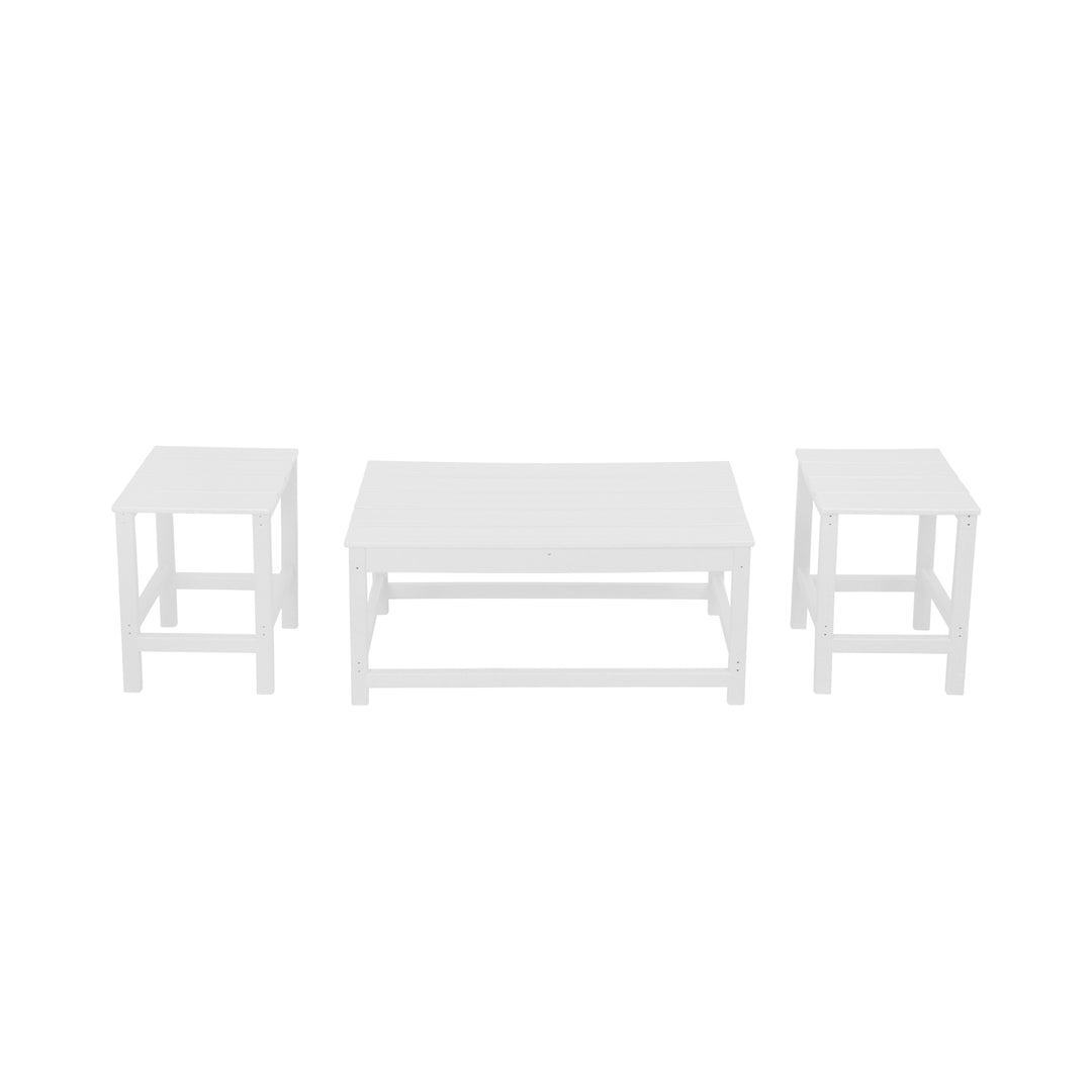 Malibu 3 Pieces Outdoor Poly Adirondack Coffee Table and Side Table Set