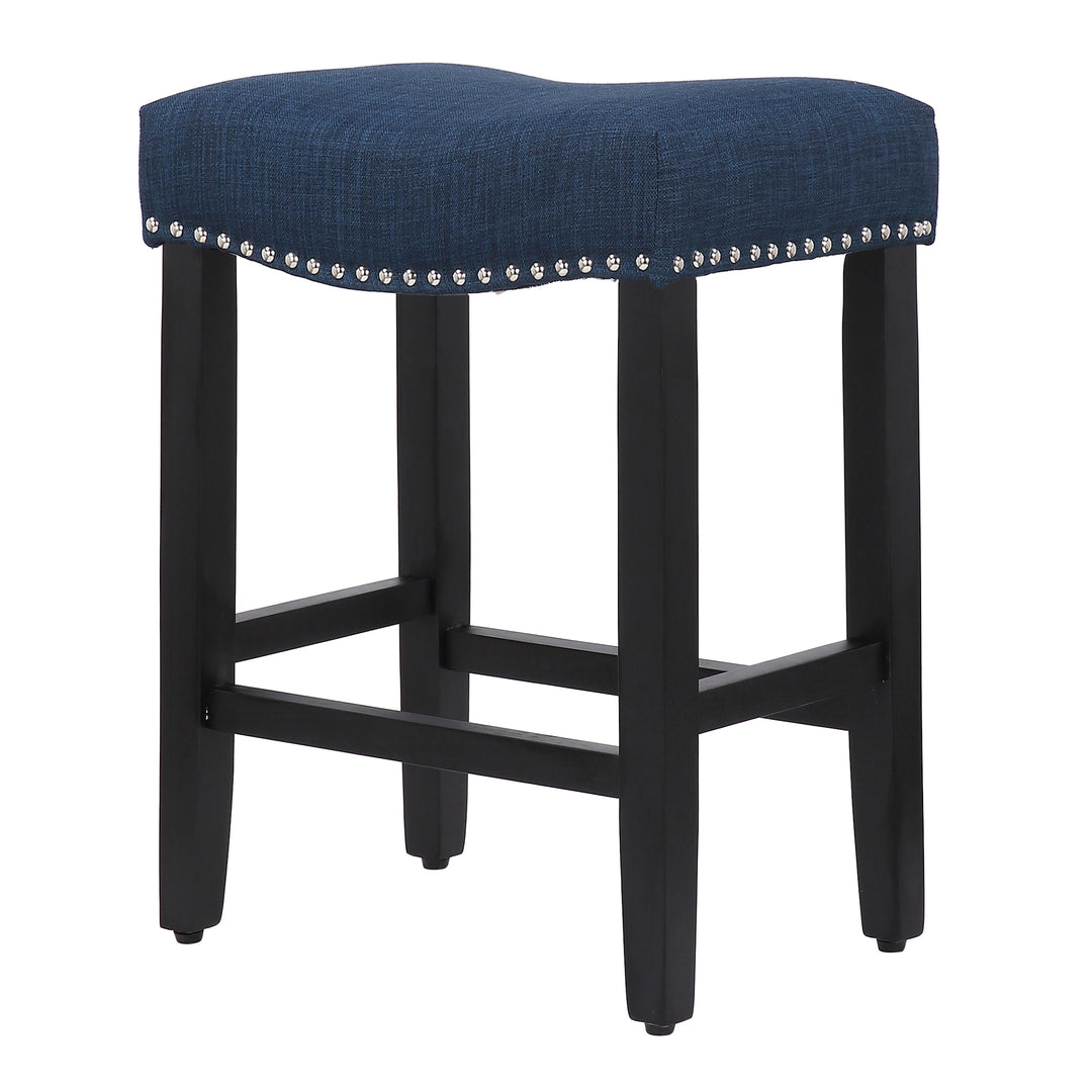 Lenox 24" Upholstered Saddle Seat Counter Stool (Set of 2), Black