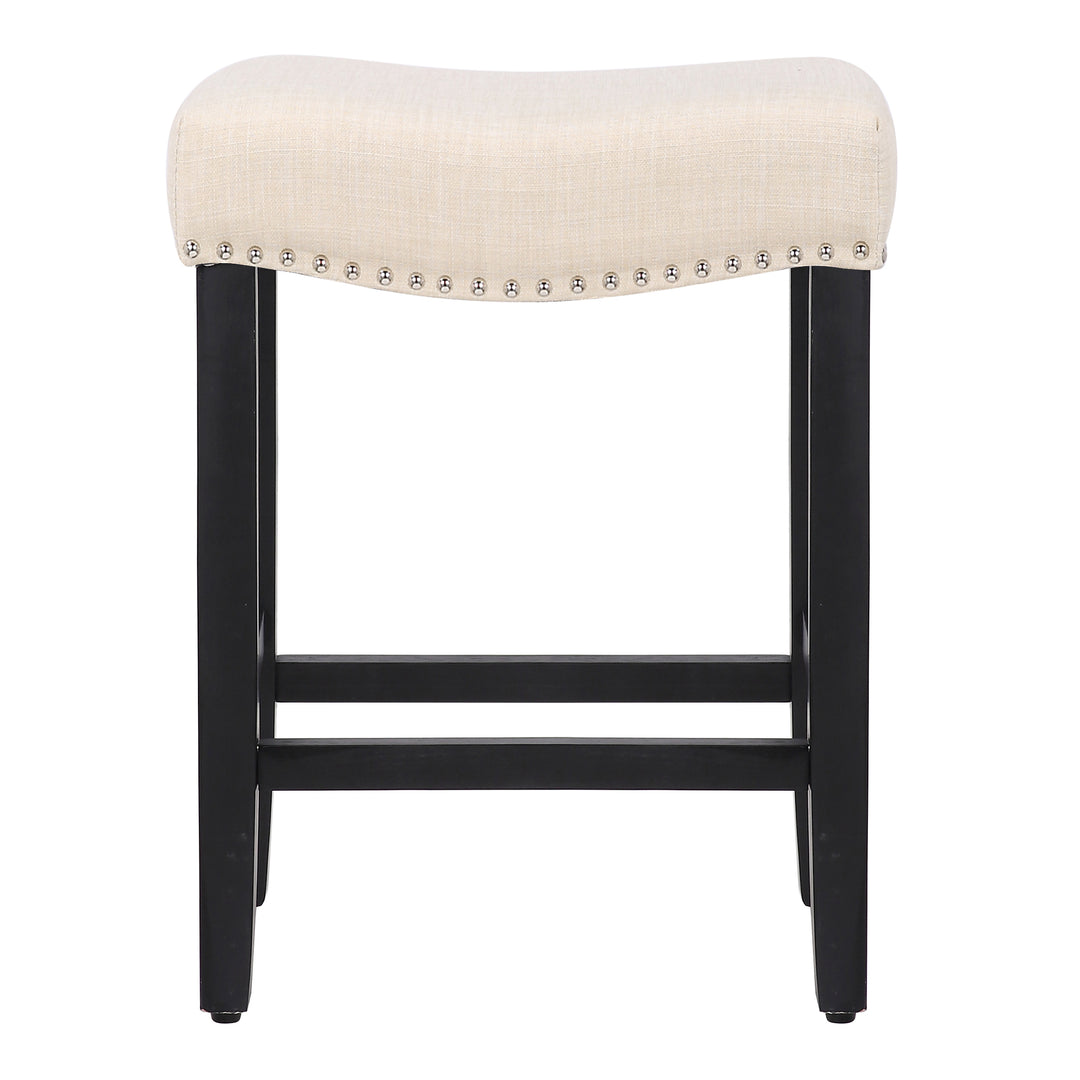 Lenox 24" Upholstered Saddle Seat Counter Stool (Set of 2), Black