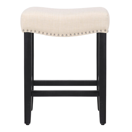 Lenox 24" Upholstered Saddle Seat Counter Stool (Set of 2), Black