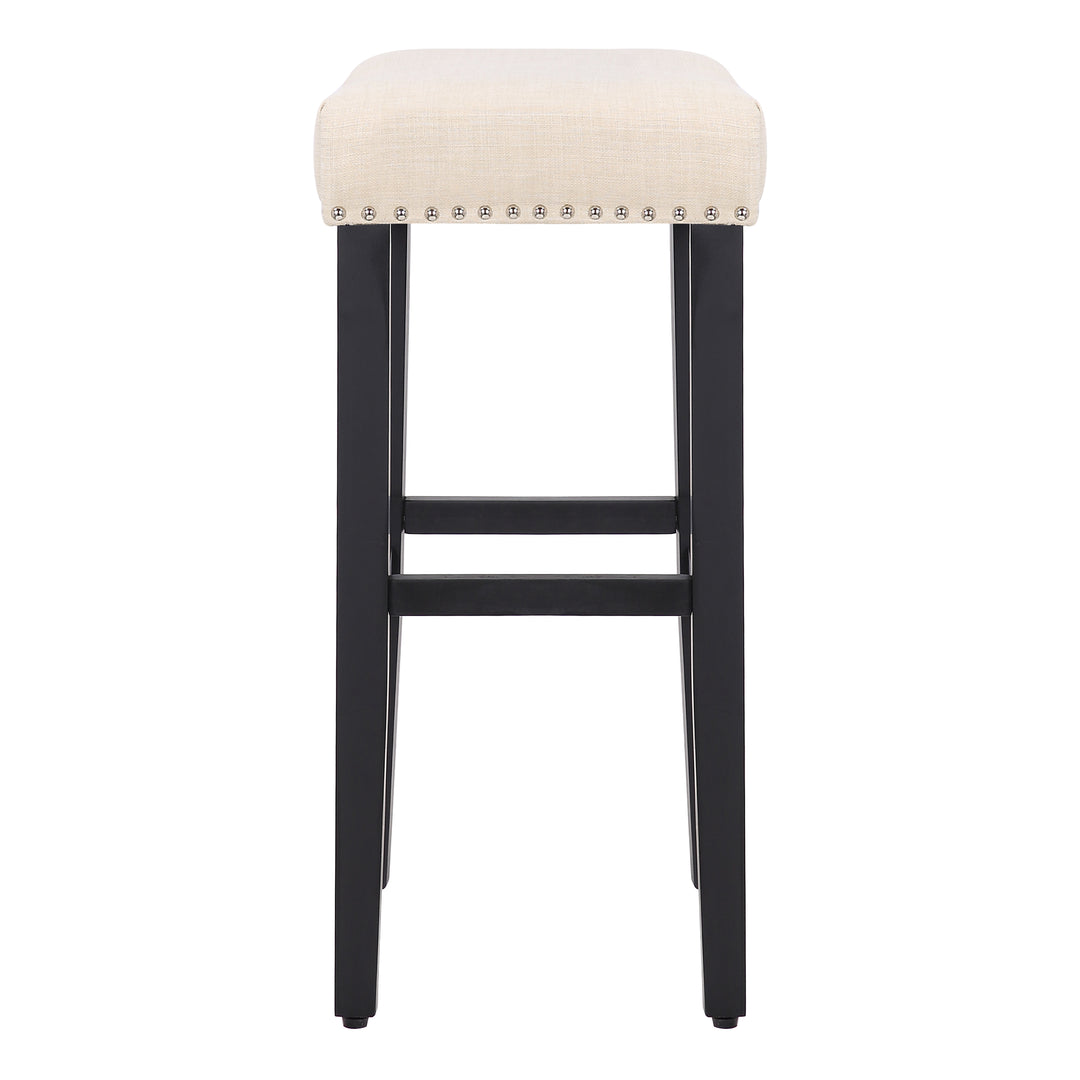 Lenox 29" Upholstered Saddle Seat Bar Stool, Black