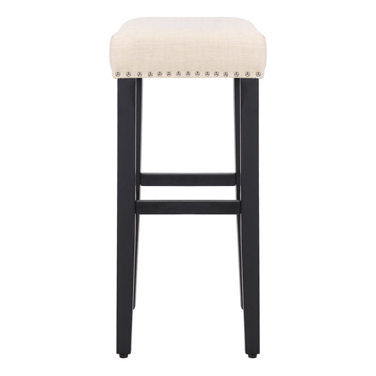 Lenox 29" Upholstered Saddle Seat Bar Stool, Black