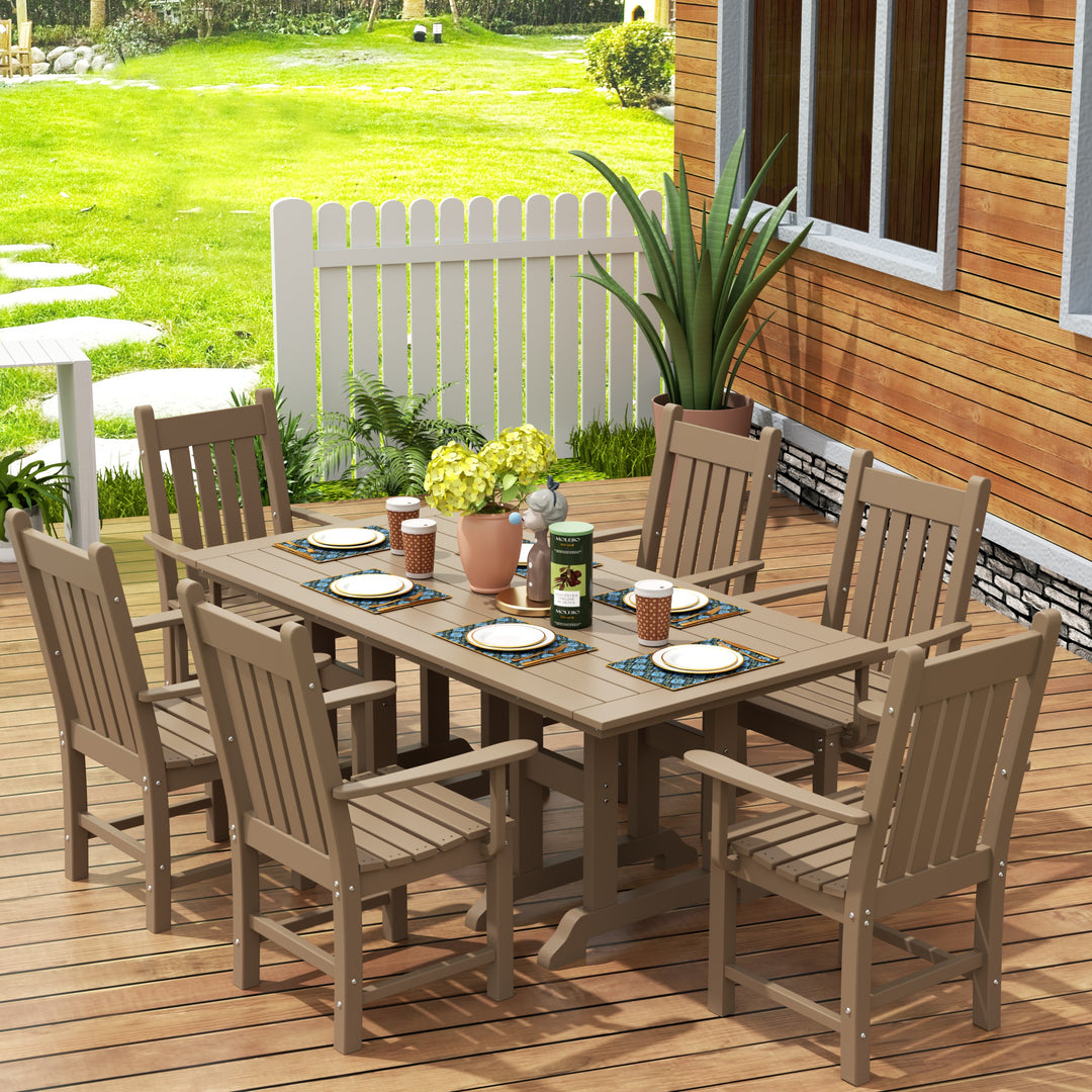 Malibu 7 Piece Outdoor Patio Dining Set Outdoor Dining Table with Armchair