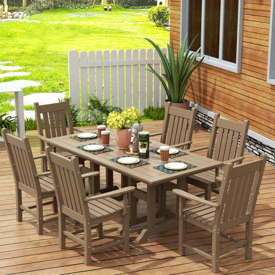 Malibu 7 Piece Outdoor Patio Dining Set Outdoor Dining Table with Armchair